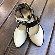 Обувь ручной работы handmade. Livemaster - original item sandals: Cosmo sandals milk lacquer / black lacquer black sole. Handmade.