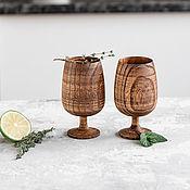 Посуда handmade. Livemaster - original item Set of wooden wine glasses made of Siberian Elm wood (2pcs) GN2. Handmade.