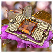 Винтаж handmade. Livemaster - original item Amber glass. Antique brooch. England.. Handmade.