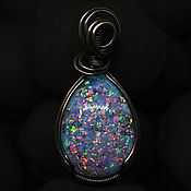 Украшения handmade. Livemaster - original item Pendant with pink opal. Light purple opals in glass, Nickel silver. Handmade.