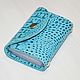 Business card holder for cards 'Cayman turquoise' genuine leather, Business card holders, Kirovo-Chepetsk,  Фото №1