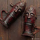 Order Leather Bracers with a Mask. Workshop Sokol. Livemaster. . Bracers Фото №3