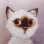 Картины и панно handmade. Livemaster - original item White Kitten Painting as a gift to a child Kitten woof. Handmade.