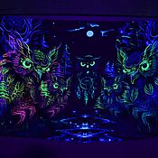 Картины и панно handmade. Livemaster - original item Psychedelic tapestry Trippy art "Owls DreamCatchers". Handmade.