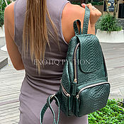 Сумки и аксессуары handmade. Livemaster - original item Backpack made of Python skin of pearl-green color. Handmade.
