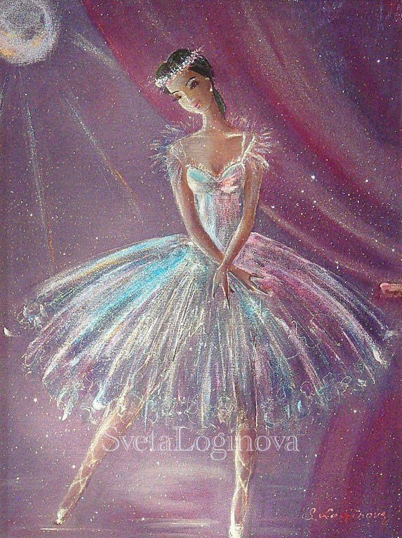 Балерина Нежность, картина на шёлке, Картины, Находка,  Фото №1