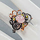 Order 925 sterling silver ring with natural morganite and chrysolites. Silverjewels. Livemaster. . Rings Фото №3