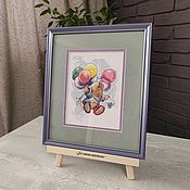 Картины и панно handmade. Livemaster - original item Picture cross stitch mouse with balloons cross Stitch. Handmade.