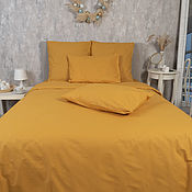 Для дома и интерьера handmade. Livemaster - original item Mustard plain cotton bed linen. Handmade.