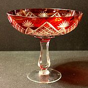 Винтаж handmade. Livemaster - original item Beautiful vase for sweets, fruit, manganese glass, USSR. Handmade.