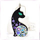 Pendant Black cat. PENDANT with charoite and mother of pearl. Natural stones. Pendant. ARIEL - MOSAIC. Online shopping on My Livemaster.  Фото №2