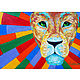 Lion oil painting animals bright painting with a lion, Pictures, St. Petersburg,  Фото №1