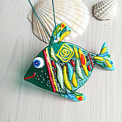 Для дома и интерьера handmade. Livemaster - original item Emerald Glass Fish, Fusing Bathroom Decor. Handmade.