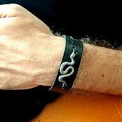 Men's leather bracelet with infinity stainless steel symbol
