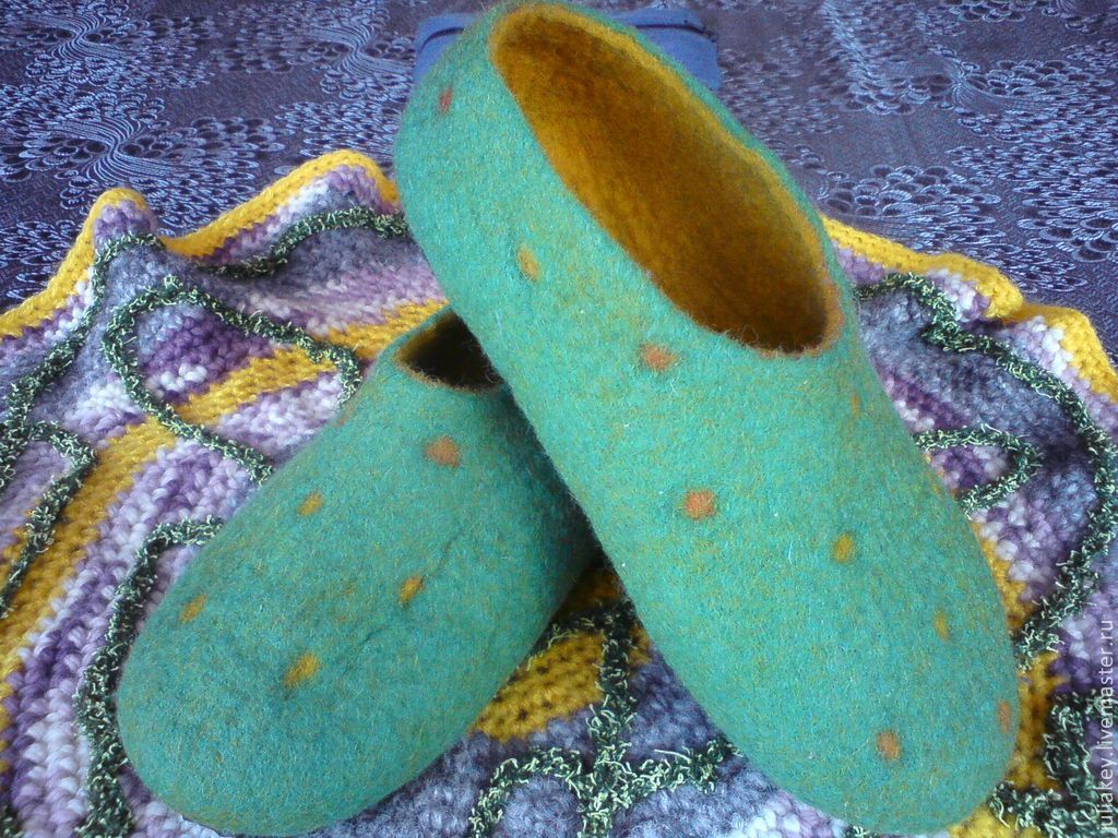 Slippers felted Fun polka dots, Slippers, Moscow,  Фото №1