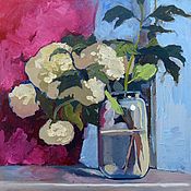 Картины и панно handmade. Livemaster - original item Pictures: Oil painting. Flowers on pink. For gift. Interior. Handmade.
