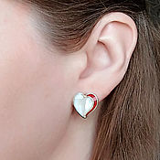 Украшения handmade. Livemaster - original item Heart Earrings. Corals, Mother Of Pearl, Rhodonite. More earrings.. Handmade.