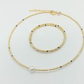 Украшения handmade. Livemaster - original item A beaded choker and a gold pearl bracelet for every day. Handmade.