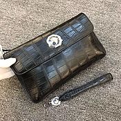 Сумки и аксессуары handmade. Livemaster - original item Crocodile leather clutch bag in black!. Handmade.