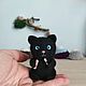 Черный кот игрушка из шерсти ручной работы, Войлочная игрушка, Нижний Новгород,  Фото №1