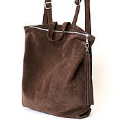 Сумки и аксессуары handmade. Livemaster - original item Brown Urban Suede backpack of medium size with pockets. Handmade.
