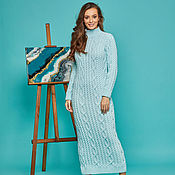 Одежда handmade. Livemaster - original item Long turquoise knitted dress. Handmade.