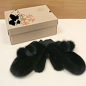 Аксессуары handmade. Livemaster - original item Black mink mittens, gloves selemeneva.. Handmade.