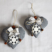 Сувениры и подарки handmade. Livemaster - original item Christmas tree toy-heart Delicate in a blue square.. Handmade.