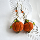 Earrings made of threads 'Pumpkins', Earrings, Shatura,  Фото №1