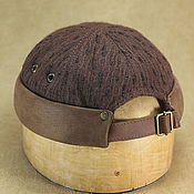 Аксессуары handmade. Livemaster - original item Docker beanie tweed and leather hat DBH-43. Handmade.