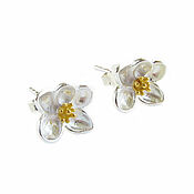 Украшения handmade. Livemaster - original item Earrings flowers silver, stud earrings flowers, stud earrings flowers. Handmade.