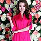 Raspberry-colored satin shirt dress, Cotton Pink summer dress. Dresses. mozaika-rus. My Livemaster. Фото №5