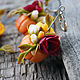 Серьги с тыквой и цветами из полимерной глины. Серьги классические. Studio Flower Jewelry (studioflowernn). Интернет-магазин Ярмарка Мастеров.  Фото №2