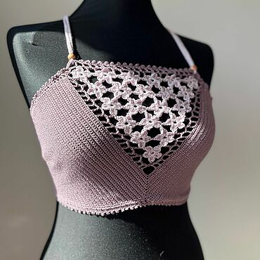 Одежда ручной работы. Ярмарка Мастеров - ручная работа Вязаный кроп-топ. Handmade.