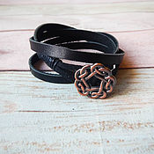 Украшения handmade. Livemaster - original item Thin leather bracelet winding Celtic knot. Handmade.