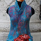 Валяный войлочный шарф-бактус воротник "Теплая осень"