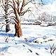 Watercolor painting 'Frosty morning in the village.', Pictures, Moscow,  Фото №1