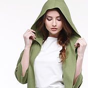 Одежда handmade. Livemaster - original item Jackets -trench coat from flax in the color khaki. Handmade.