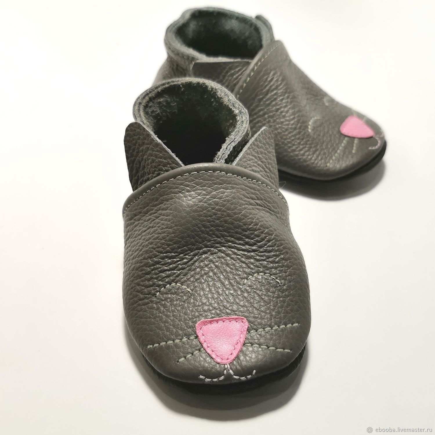 Cat Baby Shoes, Leather Baby Booties 