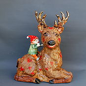 Для дома и интерьера handmade. Livemaster - original item Deer and dwarf. Ceramic sculpture.. Handmade.