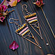 Triangular Earrings with Jasper Long Large Earrings Pink, Earrings, Ulan-Ude,  Фото №1