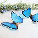 Order Transparent Earrings Bright Blue Turquoise Fluttering Butterflies For Children. WonderLand. Livemaster. . Earrings Фото №3