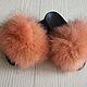 Flip-flops with arctic fox fur orange, Flip flops, Moscow,  Фото №1