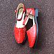 sandals: Floral sandals red brick black smooth sole. Slingbacks. Hitarov (Hitarov). My Livemaster. Фото №4