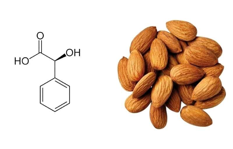 Кислый миндаль. Миндальная кислота структурная формула. Миндальная кислота формула. Формула миндаля. Строение миндальной кислотой.