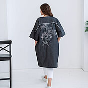 Одежда handmade. Livemaster - original item Raincoat dress made of Italian viscose under jeans with embroidery. Handmade.