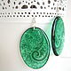 Order Transparent Oval Earrings Emerald Green Paisley Pattern India. WonderLand. Livemaster. . Earrings Фото №3