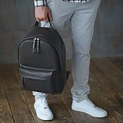 Спортивный мужской кожаный рюкзак "Lucas" (Черный)