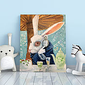 Картины и панно handmade. Livemaster - original item White Rabbit, Alice in Wonderland, oil painting on canvas. Handmade.