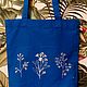 Синяя сумка из ткани с ботаническим рисунком, Сумка-шоппер, Москва,  Фото №1